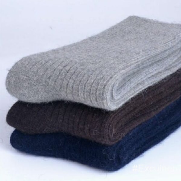 3 Pairs Men's 100%Wool Cashmere Crew Socks Thick Thermal Boot Warm Soft Winter