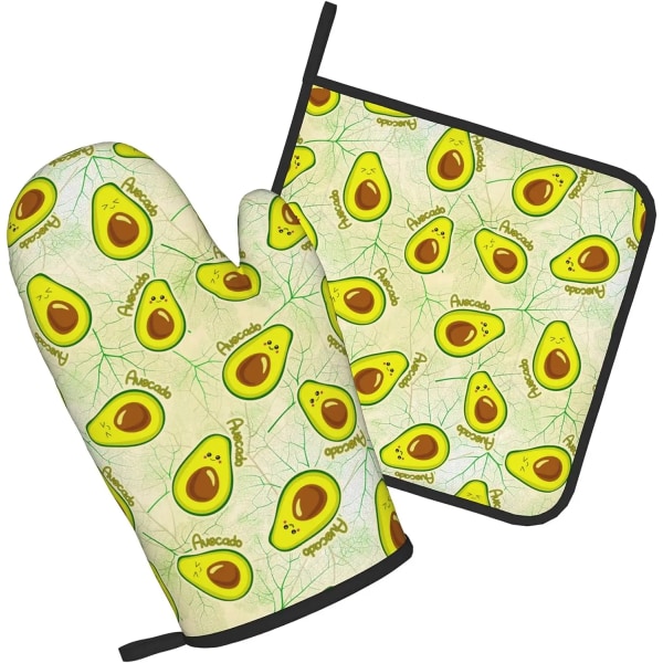 Cute Avocados Oven Mitts and Pot Holders Sets of 2 Heat Resistant Cooking Gloves and Potholders Non-Slip Kitchen Kitchen Baking