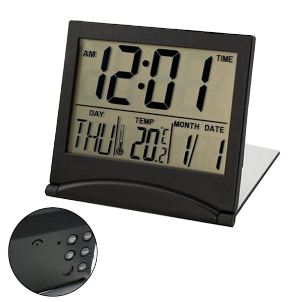 Foldable Digital Alarm Clock with Temperature Sensor and Timer Setting