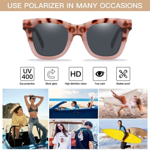 Womens Polarized Sunglasses UV400 Oversized Square Frame Protection Lens Shades