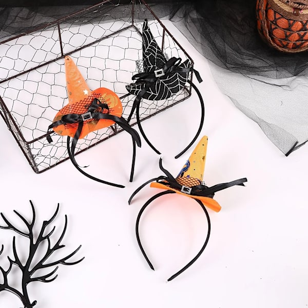 Unisex Halloween Bowknot Witch Hat Hair Hoop Multicolor Elastic Plastic Hairband Women Girls Costume Party Cosplay Prop Headband