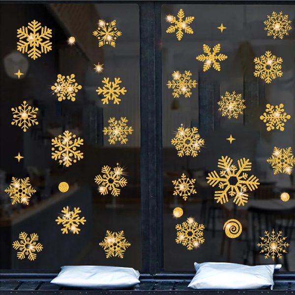 Glitter Effect Snowflake Electrostatic Wall Sticker Christmas Kids Room Decor Glass Window Home Decoration New Year Wallpaper