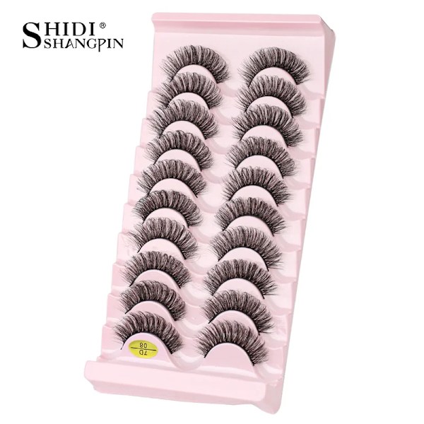 10 Pairs Russian Strip Lashes Fluffy Volume False Eyelashes DD Curl Dramatic Messy Faux Mink Fake Lashes Make up