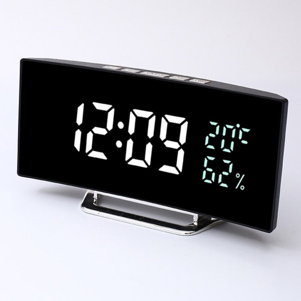 Stylish Curved Screen Digital Clock with Temperature Humidity & Date Reading