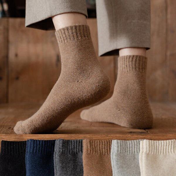 NEW 6pairs Mens Socks Winter Warm Thickened Wool blend Solid Color Casual Socks
