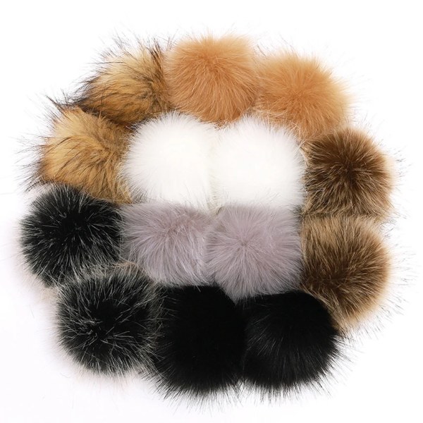 12Pcs 8cm False Fur Pompom for Hats Artificial Fur Pom Poms for Creativity Faux Fur for Needlework Diy Accessories Knitting