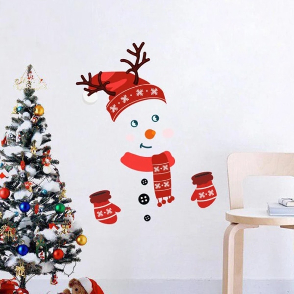 Door Cute Window Stickers Cartoon Snowman Christmas Refrigerator Funny Stickers Cute Kitchen Holiday Home Decoration