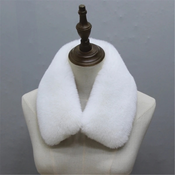 Women Faux Rabbit Hair Collar Shawl Solid Color Furry Plush Fake Collar Scarf Wrap Parkas Coat Hood Decor Accessory Dropshipping