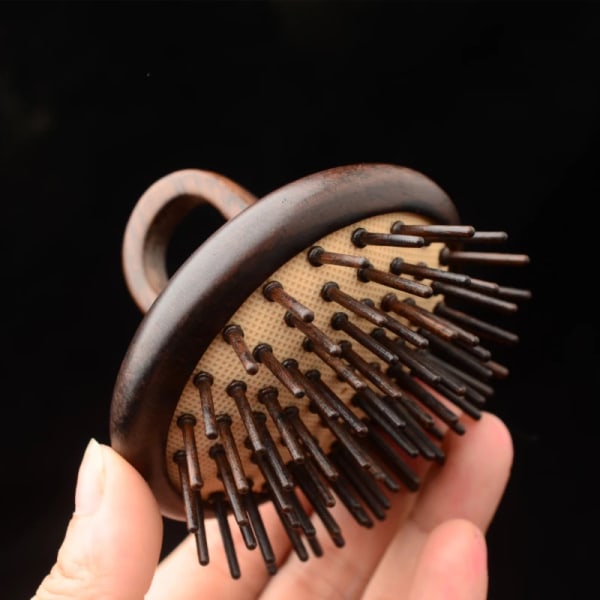 Sandalwood Massage Comb Portable Meridian Scraping Scalp Airbag Brushes Round Wooden Massager Comb Anti Hair Loss