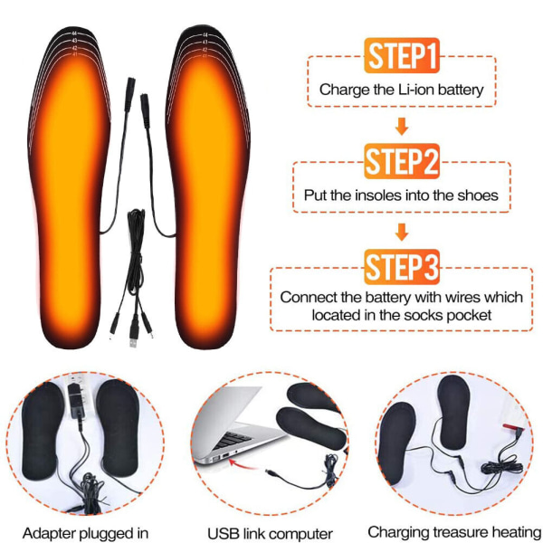 USB Heated Shoes Insoles Cuttable Winter Warm Heating Insoles Pad For Boots