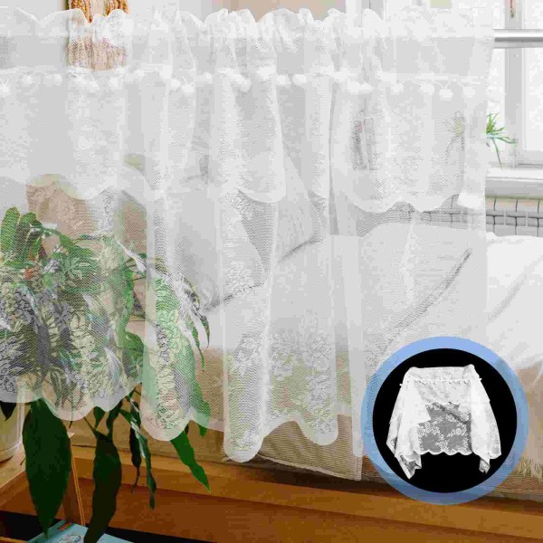 Lace Balloon Curtain Kitchen Curtain Tie-Up Curtain Shade for Bedroom Doorway