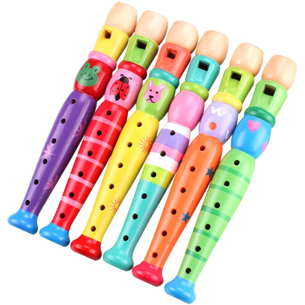 1PC 20cm Colorful Wooden Trumpet Toy Musical Instrument for Children Baby Learning Early Education Toys Kids