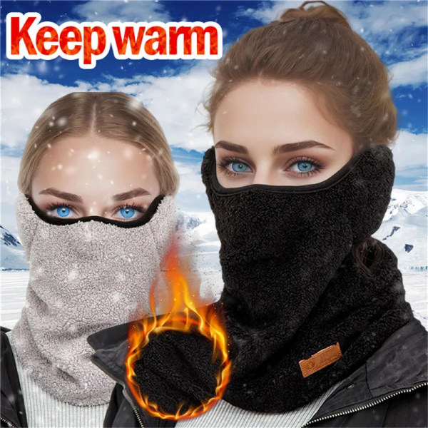 Winter Beanie Hat for Women Coral Fleece  Camping Outdoor Sports Thick Neck Scarf Ear Caps Balaclava Mask Bonnet Hats Masks