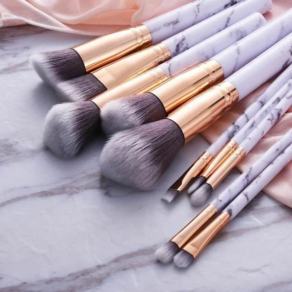 10 Pcs Makeup Brushes Tool  Beauty Eye Shadow Eyebrow Fan Blush Blending Make Up Brush Kit Cosmetic Set