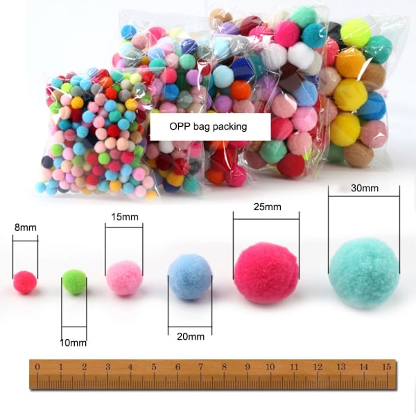 Pompom 8/10/15/20/25/30mm Mixed Fluffy Soft Pom Poms Pompoms Ball Furball Handmade for DIY Crafts Home Decor Sewing Supplies