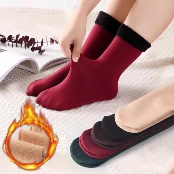 Women Winter Warm Socks Thicken Thermal Snow Boots Floor Socks Black Skin Soft Thermal Velvet Wool Cashmere Home Sleeping Socks