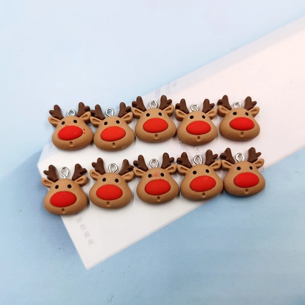 10ps Christmas Deer Cute Resin Charms For Jewelry Making Craft DIY Pendants Earrings Bracelets Handmade Animals Craft C649