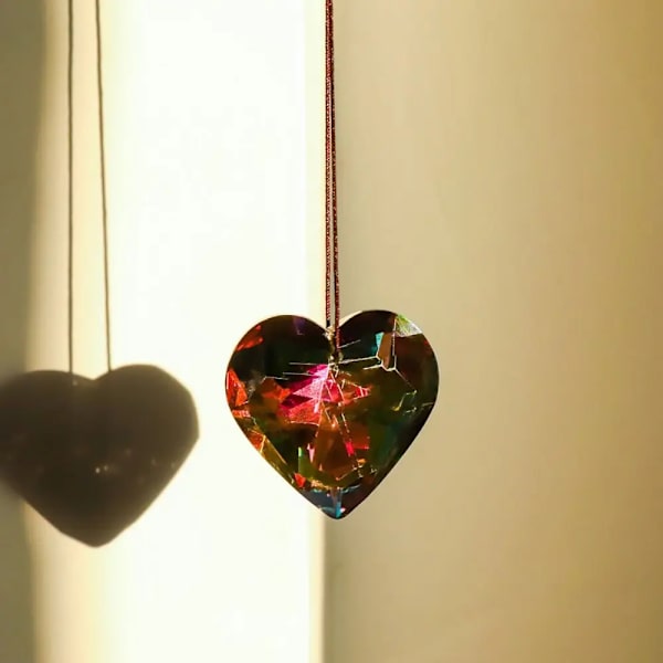 Suncatcher Peach Heart Crystal Hanging Ornament Korean Style Fashion Personality Hundred Match Necklace Pendant Charms Jewelry