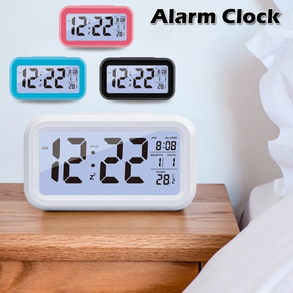 LCD Digital Alarm Clock Large Screen LCD Clock Digital Mute Luminous Portable Digital Desk Alarm Clock for Home Office