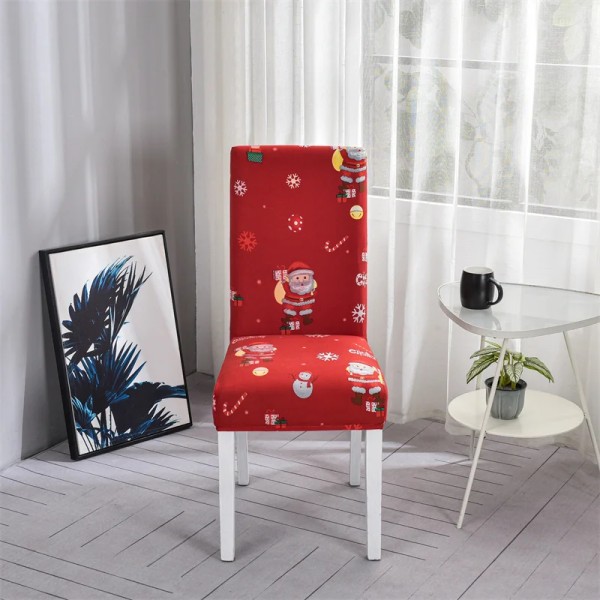 Christmas Dining Chair Cover Spandex Elastic Chair Slipcover Case Stretch Chair Covers for Party Hotel Banquet Dining Room Decor