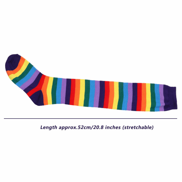 Women Colorful Rainbow Striped Knee Thigh High Socks Stocking &Arm Warmer Gloves