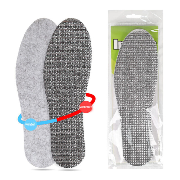 1Pair Aluminum Foil Insoles Winter Warm Summer Cool Wool Shoe Pads Insert ^/t