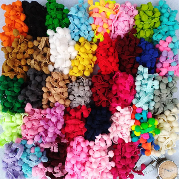 2/5/10 Yards Pom Pom Trim Ball 12mm MINI Pearl Pompom Fringe Ribbon Sewing Lace Kintted Fabric Handmade DIY Craft Accessories