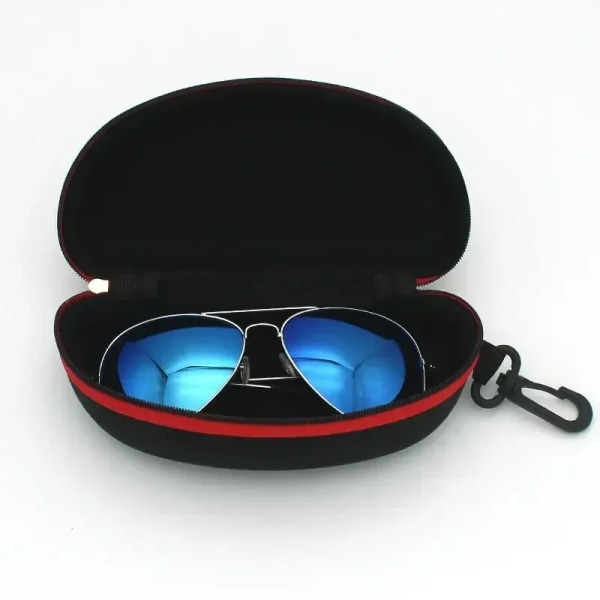 Portable Zipper Carabiner Sunglasses Protector Box Hard Eye Glasses Case Travel Pack Pouch Glasses Case Eyewear Accessories