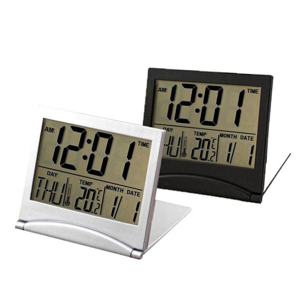 LCD Weather Station Folding Date Desktop Temperature Alarm Clock Multifunction~