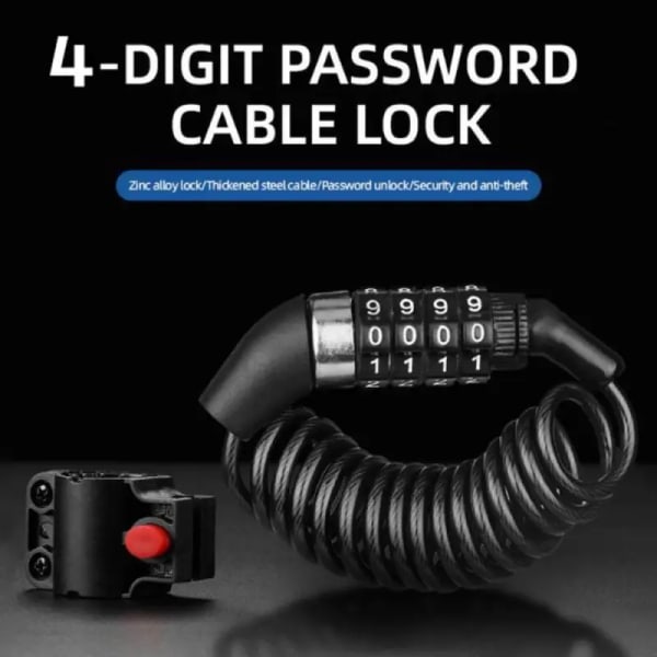 1pc Bike Password Lock 4 Digit Combination Number Steel Cable Chain Password Cable LockAnti-Theft Bike Safety Accessories