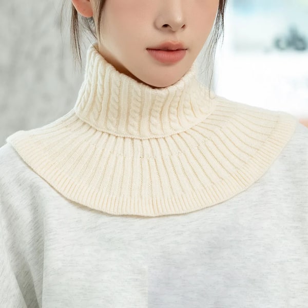 Women Knitted Fake Collar Scarf Warm Turtleneck Neck Warmer Detachable Winter Windproof Fashion False Scarf High Neck Collar