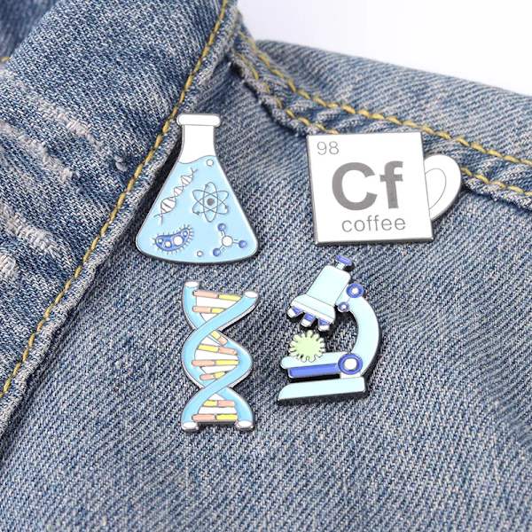 Microscope Chemical Molecular Brooch DNA Biological Experimental Tool Metal Pins Backpack Hat Badge Accessories Scientist Gift