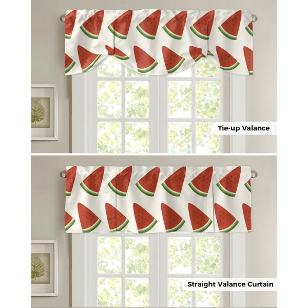 Summer Watermelon Pattern Window Valance Curtain Kitchen Cafe Short Curtains Living Room Tie-Up Valance Curtain