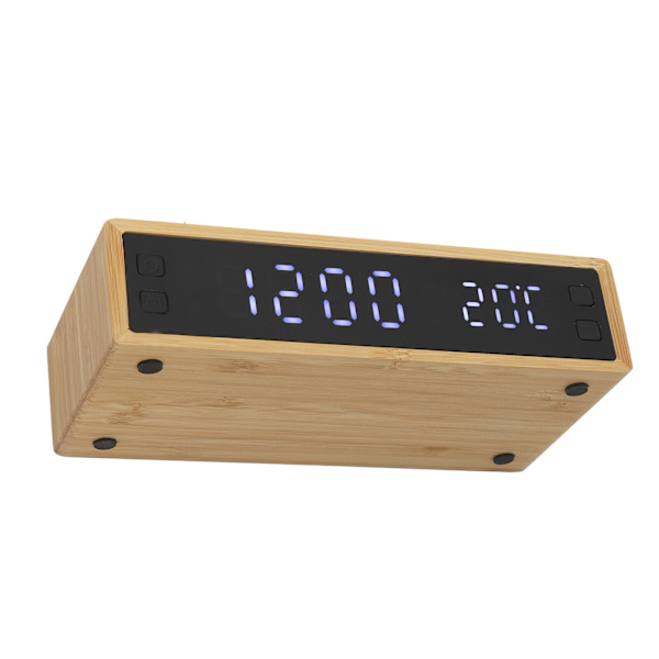 Bamboo Digital Alarm Clock Bedside Alarm Clock - Wireless Charging 3