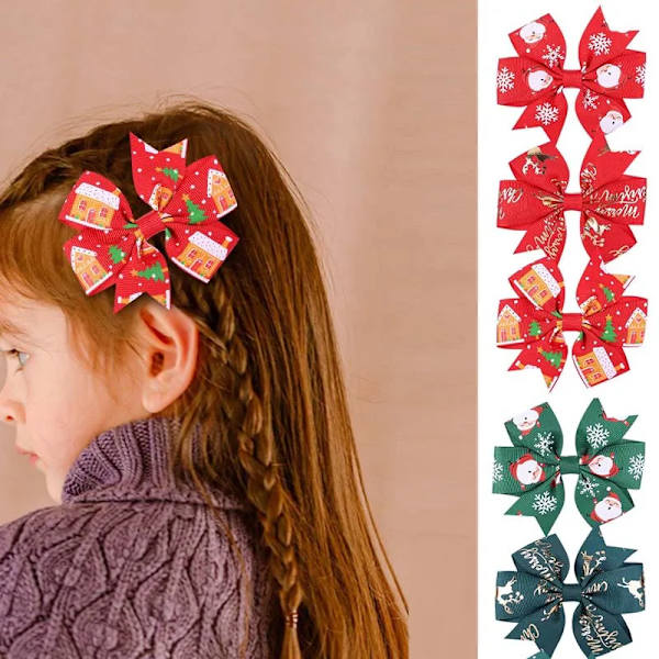 8pcs  Christmas Children's Hair Accessories Printed Cartoon Elk Snowman Hair Clip Girls Party Side Clip Girl Hair Accessoires