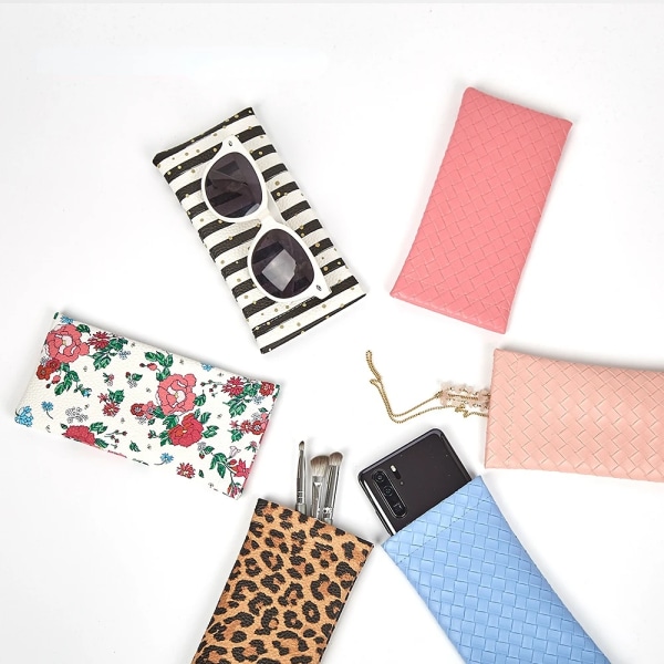 1pc New Woven PVC Leather Glasses Bag Women Men Sunglasses Protective Case Cover Portable Storege Case Eyewear Protector Pouch