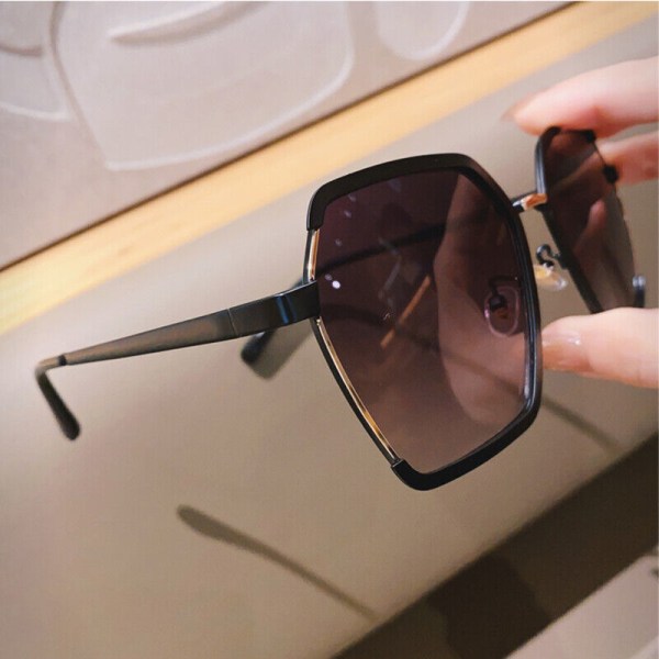 Half-Frame Sunglasses Summer Oversize Metal Square Eyewear UV 400 Sun Glasses
