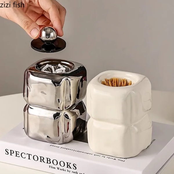 Ceramic Toothpick Box Creative Design Dental Floss Box Cotton Swab Box Household Toothpick Storage Boxes Household Products