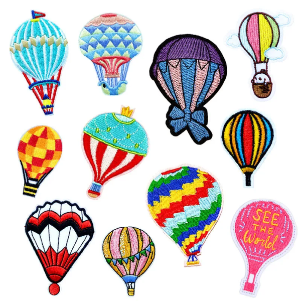Hot Air Balloon Patches for Kids Clothes DIY Stripes Iron on Appliques Clothing Stickers Embroidery Helium Balloon Badges
