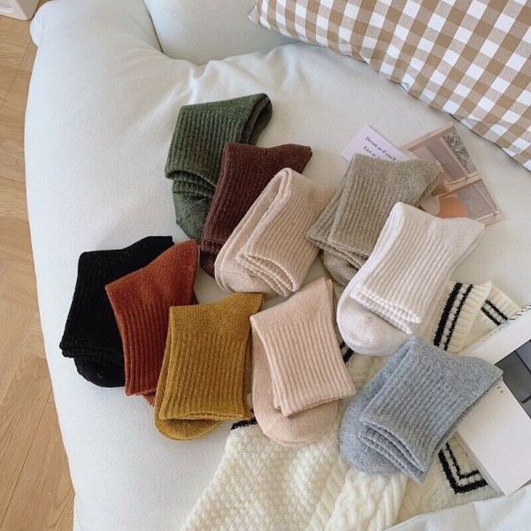 5 Pairs of women's autumn solid cotton stockings Warm stockings