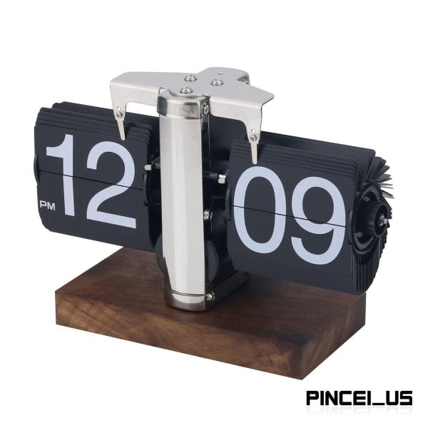 Automatic Flip Clock Retro Desktop Clock Digital Clock with Black Number Card
