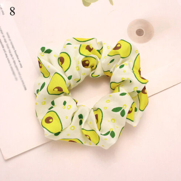 Women Girs Sweet Elastic Hair Ring Fruit Print Scrunchies Rubber Band Headwear