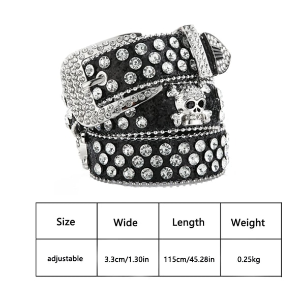 Skull Head Rhinestone Waist Belt Women Leather Western Cowboy  Waistband Y2k Girls Fashion Style Belts for Jeans Accessories