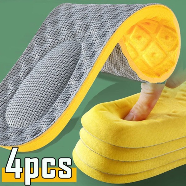4Pcs Latex Memory Foam Insoles for Men's Soft Foot Support Shoe Pads Breathable Orthopedic Sport Insole Feet Care Insert Cushion