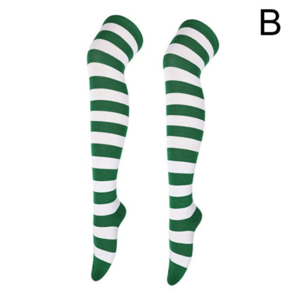 Women Cotton Striped Stockings Over Knee Socks Long Thigh High Socks Cosplay