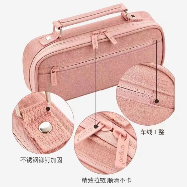 Kawaii Canvas Double Layer Large Capacity Pencil Case Pencil Bag Portable Pen Brushes Pouch Box Gifts Supplies School Stationery
