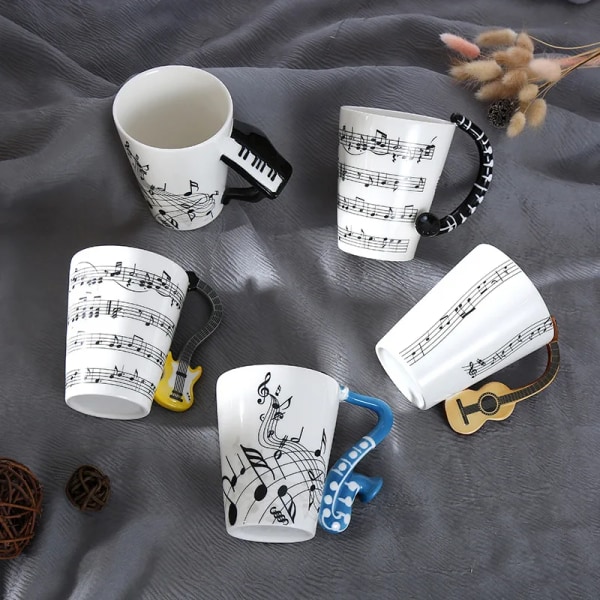 Ceramic electric instrument milk coffee cup note water cup mug music cup