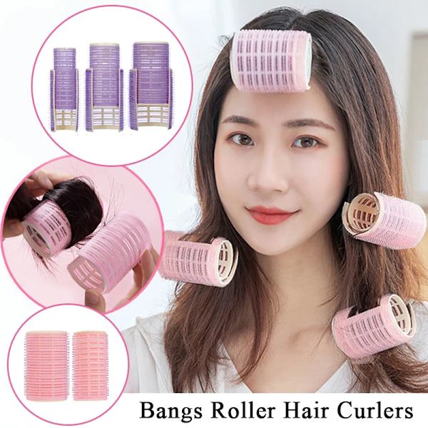 2/6/8/10/12/14pcs Bang Rollers Self-adhesive Lazy Bangs Roller Hair Curlers Hair Curling Air Bangs Roller Clips Styling Tools