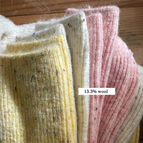 Women 13.3% Cashmere Wool Thicken Warm Women Sock Sox Winter Sock Japanese Fashion Harajuku Solid Thermal pink Long Socks 1 Pair