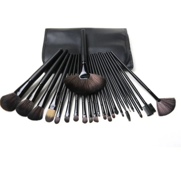 24pcs Portable Makeup Brush Set  Full Set of Wood Handle Makeup Brush  Eye Shadow Brush  Powder Brush  Beauty Tools